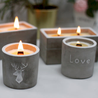 Concrete Wooden Wick Candle